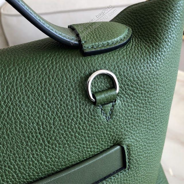 Hermes包包 愛馬仕Hermes Kelly2424 叢林綠 銀扣togo小牛皮 半手工制 Hermes休閒女款手提包  am1929